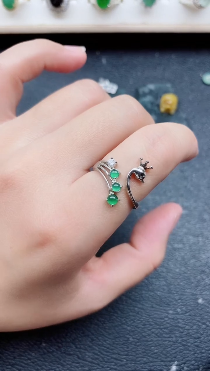 【闪购商品】翡翠戒指银S925镶嵌1111