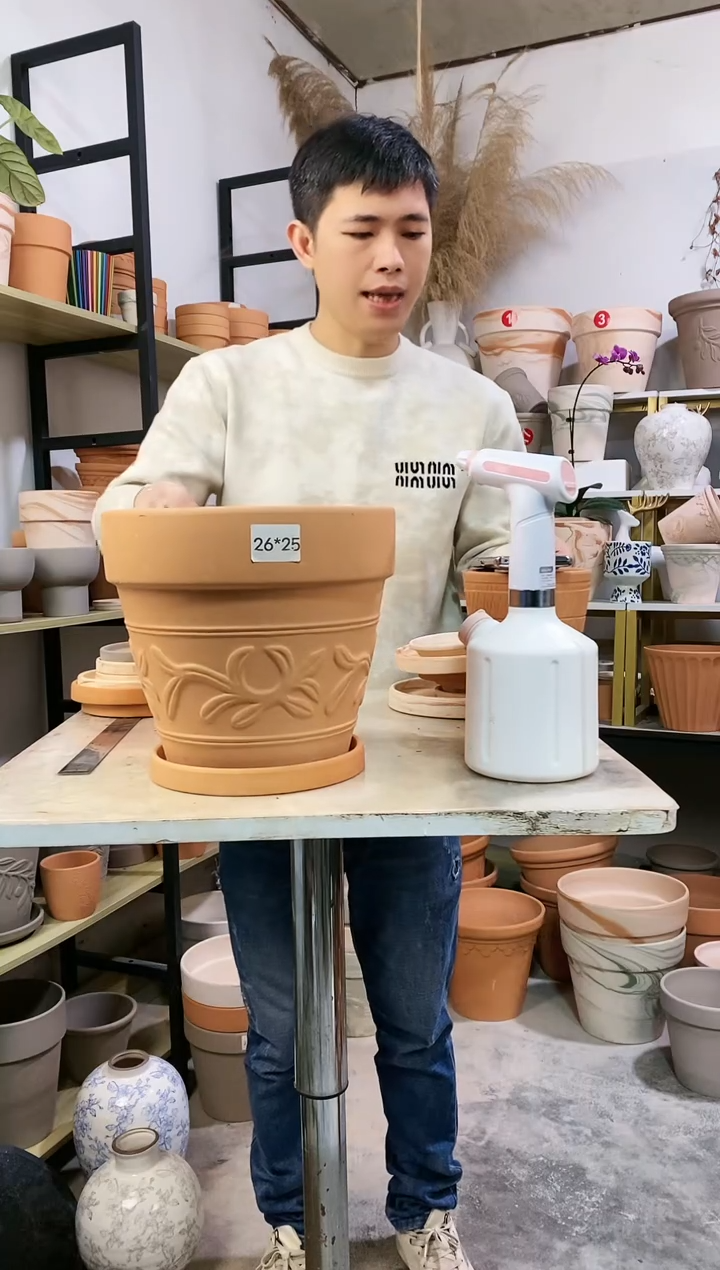 【闪购商品】红陶26*25红陶大藤纹 1盆1托