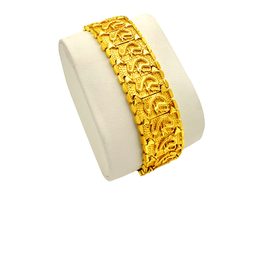 合金手链 【霸气龙纹手链】时尚百搭 经典霸气 手工工艺 金色宽手链