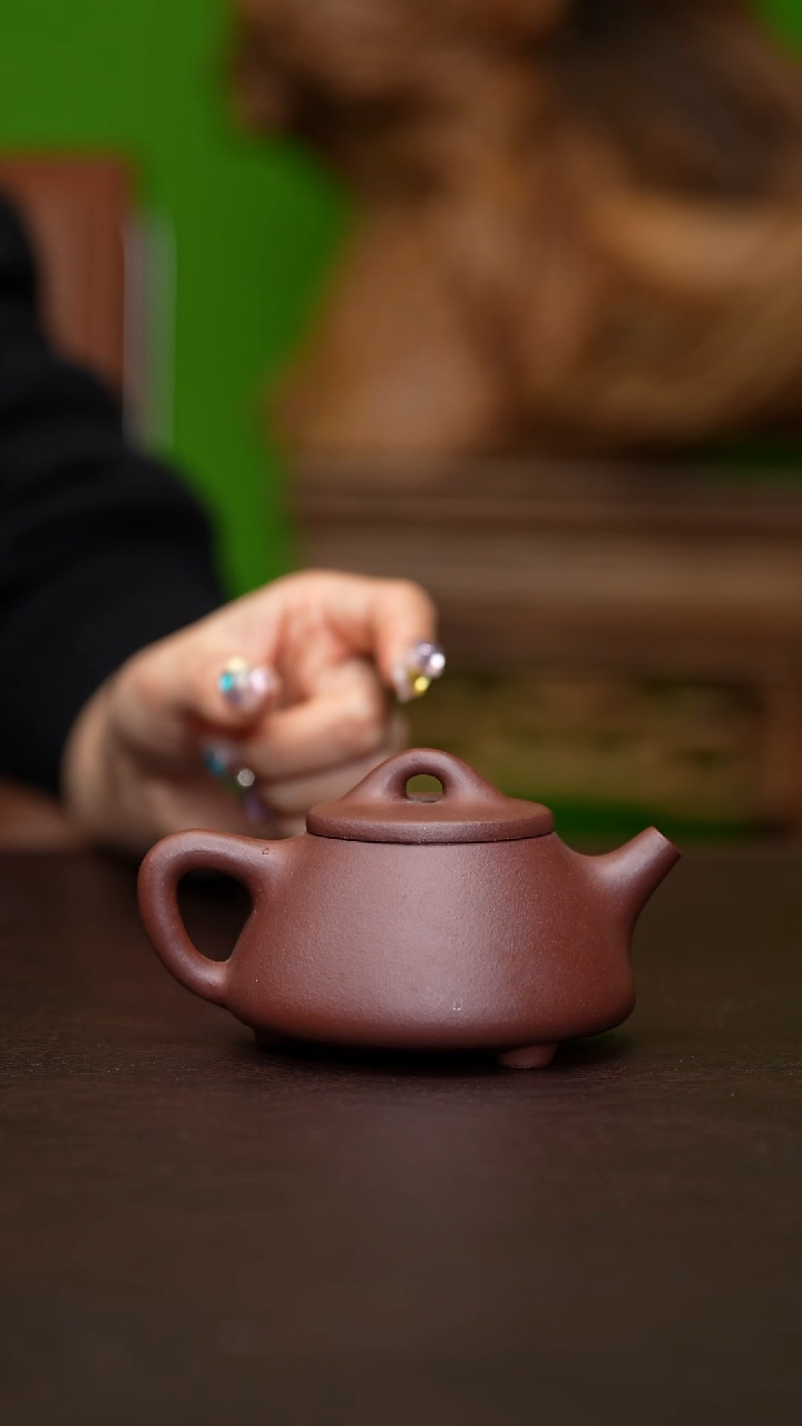 茶壶紫砂微瑕孤品 中曹青 小石瓢