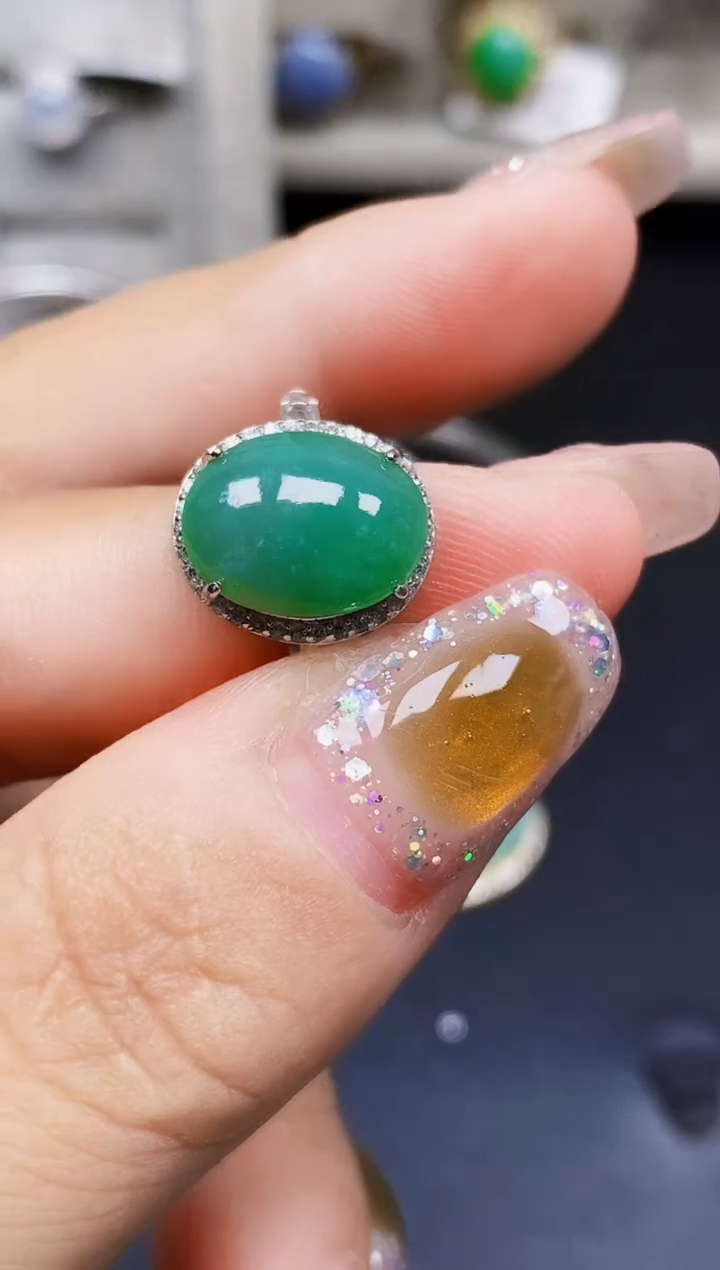 银S925镶嵌戒指翡翠2586