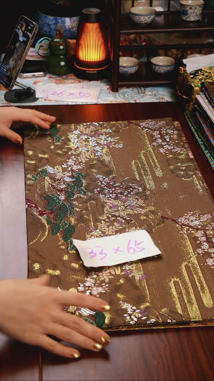 【微瑕西阵织世外桃源双面】中国风干泡织锦茶席33*65