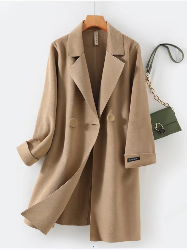 显瘦有气场中长款大衣外套毛呢大衣秋冬呢子大衣呢子毛呢外套099