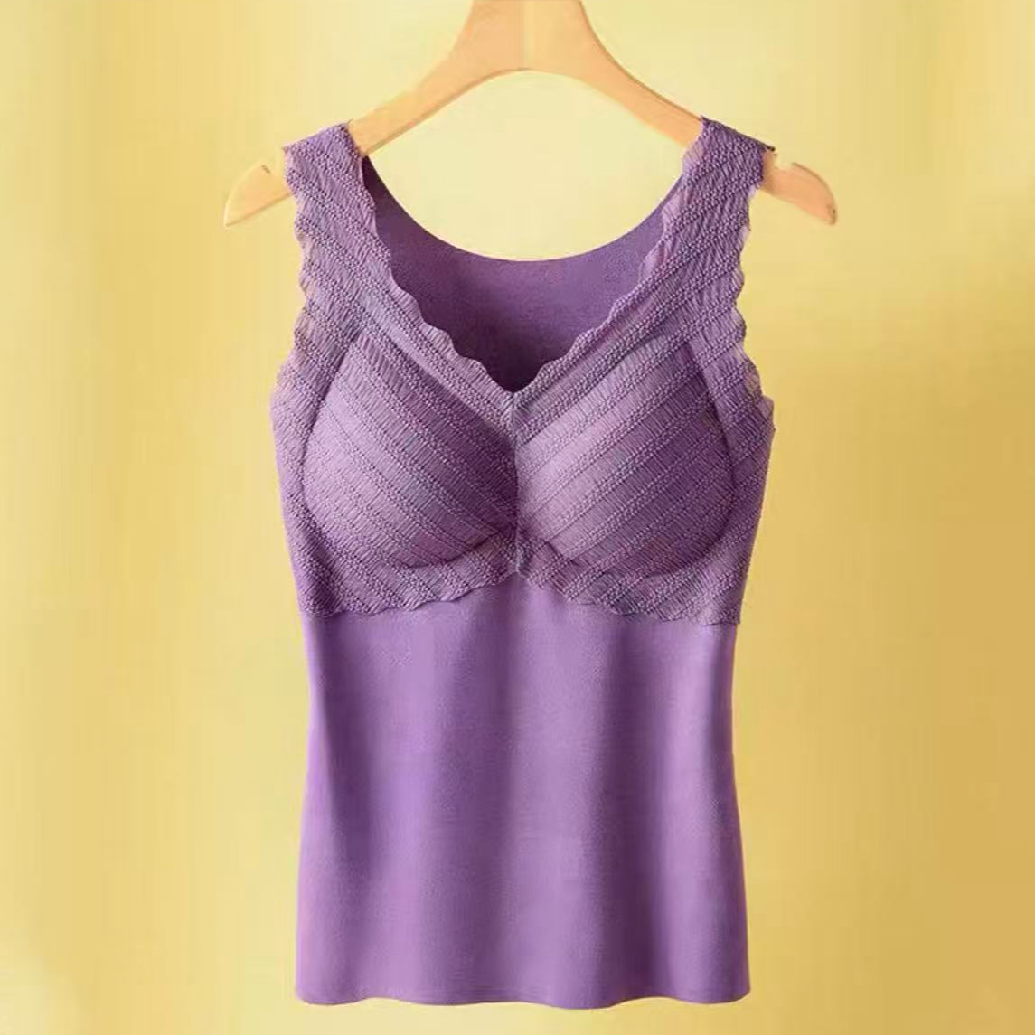 9197-暖暖神衣（紫色）可拆卸胸垫德绒保暖背心