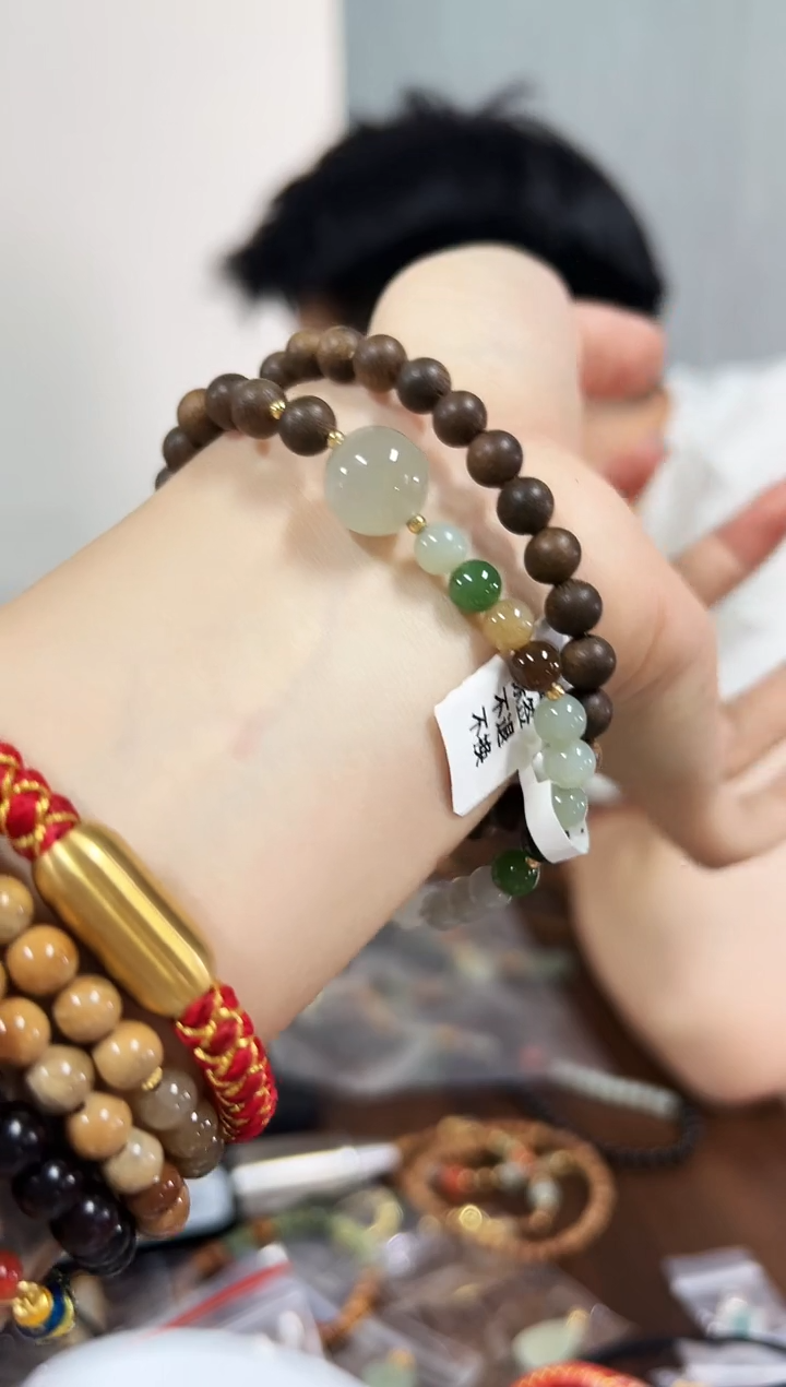 檀香木手串/手链沉沉双圈大烟灰