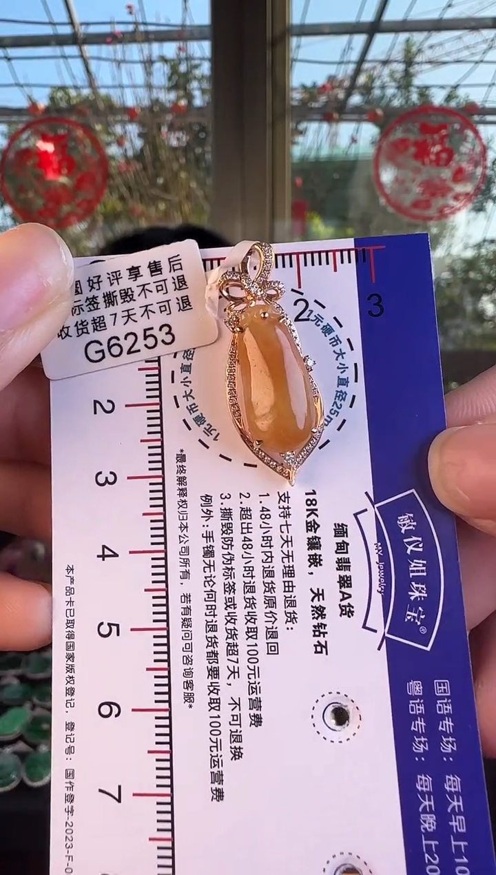 【闪购商品】翡翠颈饰18K金镶嵌G6253冰红福瓜