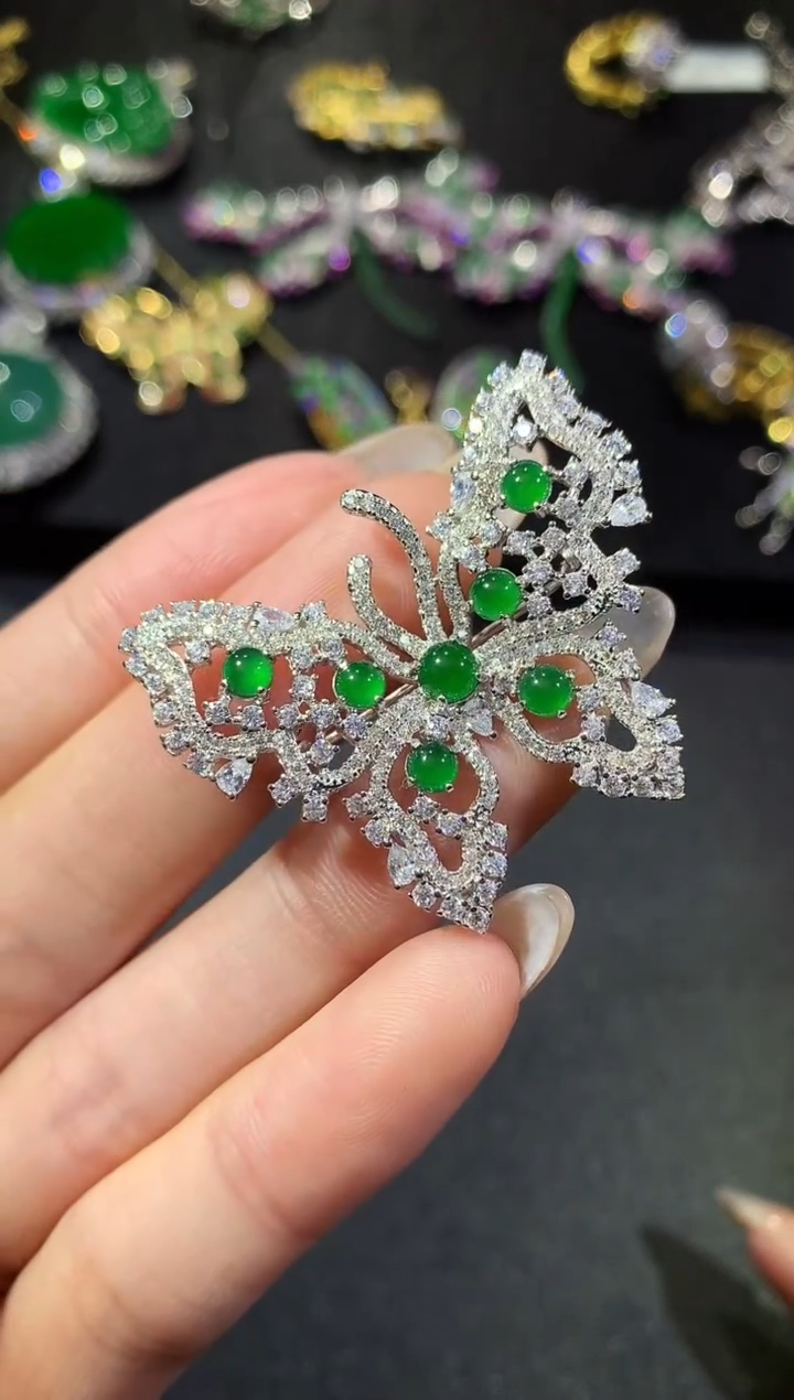 【闪购商品】翡翠挂件银S925镶嵌220-胸针