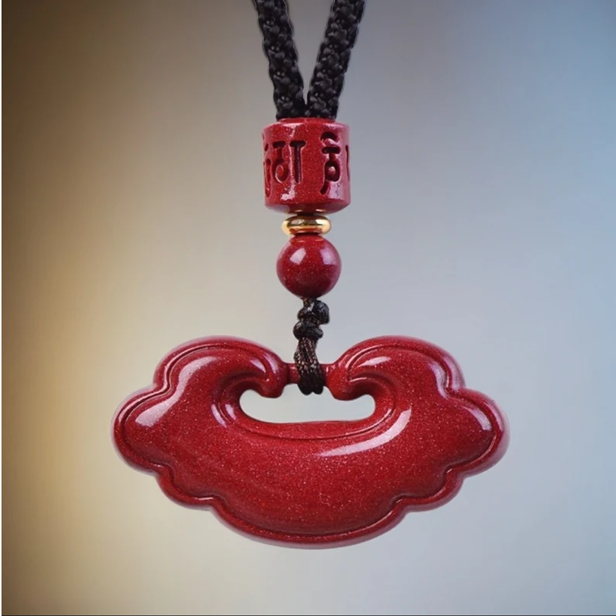含辰砂工艺品朱砂如意锁紫金砂吊坠