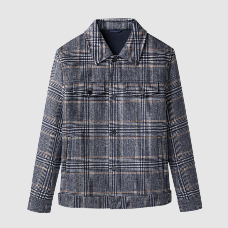 含羊毛夹克外套男士黑色夹克秋季外套剪标爆款外套秋季上衣翻领