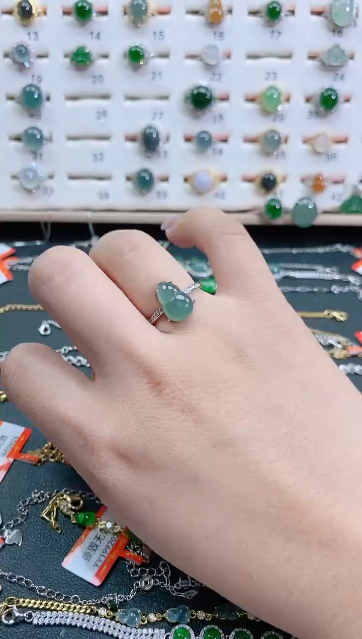 银S925镶嵌戒指翡翠天然翡翠