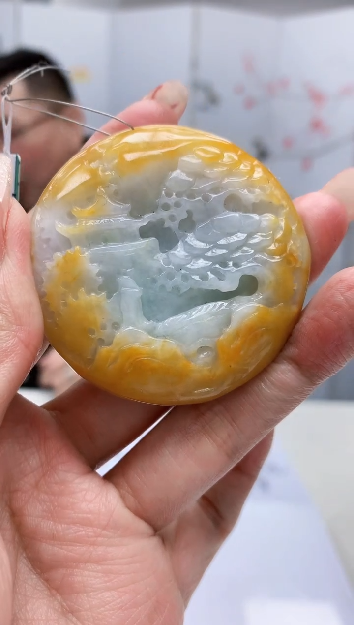 【闪购商品】定制翡翠未镶嵌5152MM-毛货挂件123