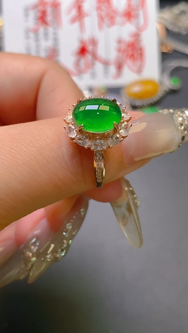 【闪购商品】翡翠耳饰银S925镶嵌天然A货翡翠1