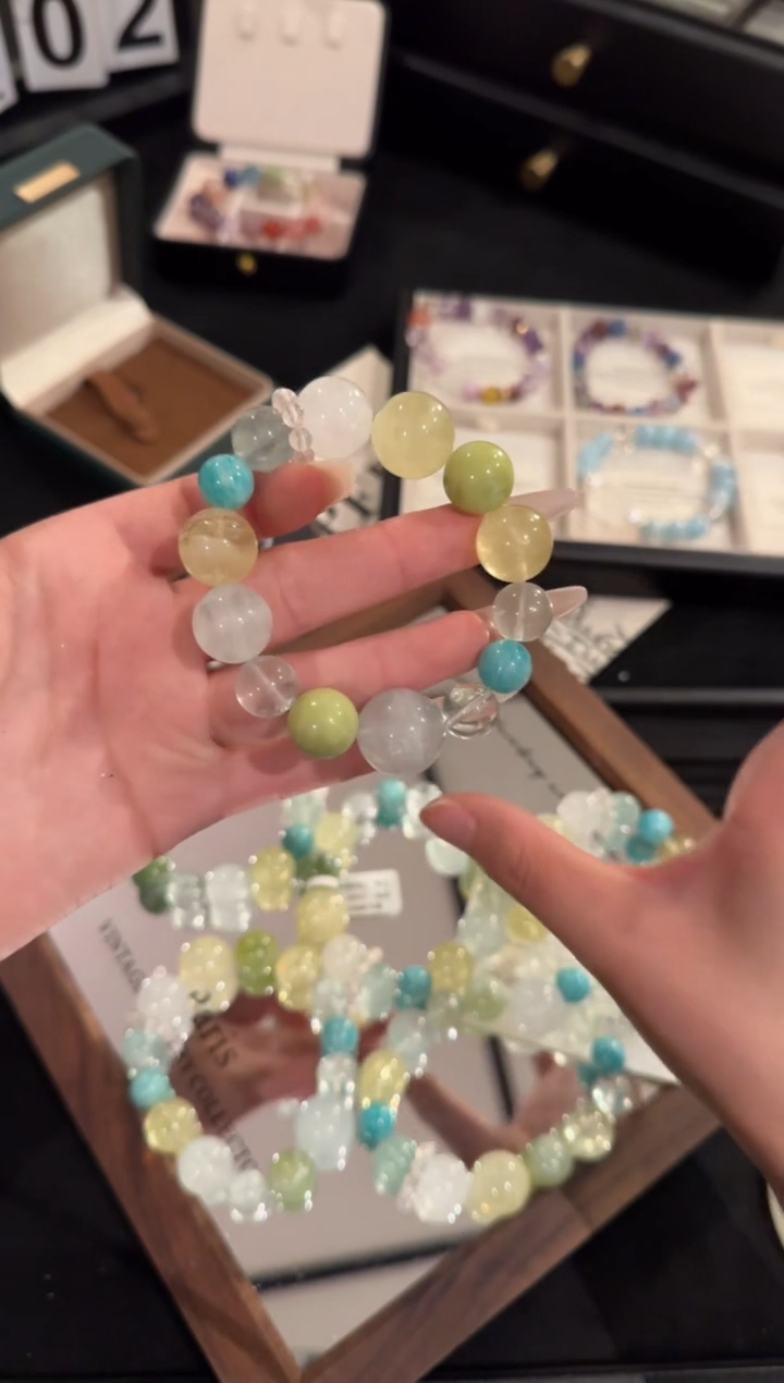 水晶手链合金绿色多宝x2049