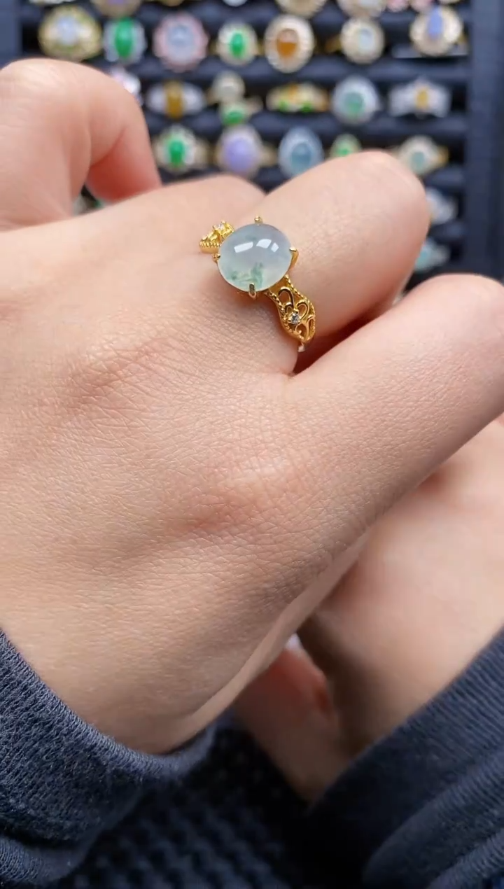 银S925镶嵌戒指翡翠337