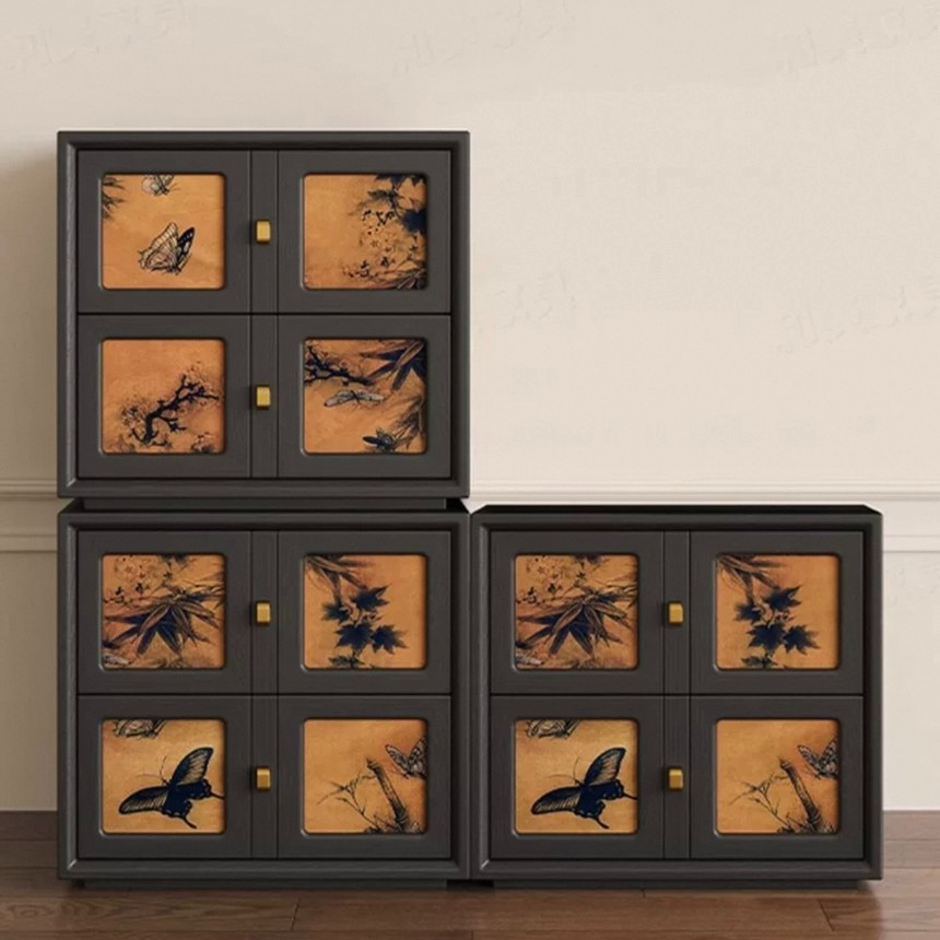 【香云纱斗柜】中古风实木抽拉储物卡门柜子简约百搭复古抽屉床边柜