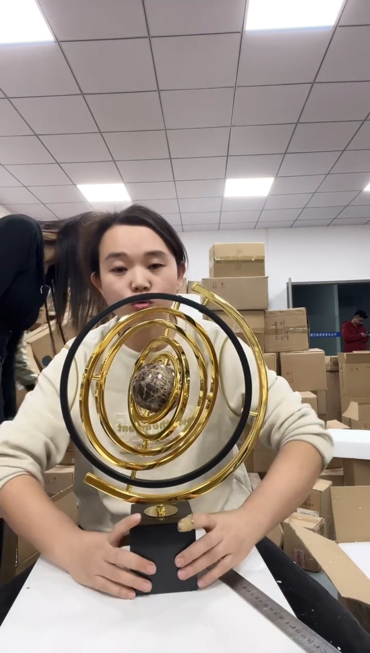 树脂大理石地球仪摆件【大理石底座】