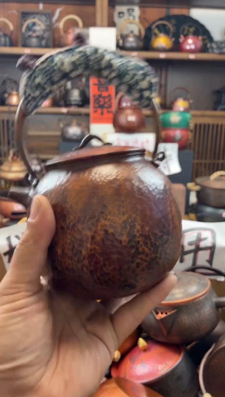 碎花布龙蛋壶    纯紫铜    