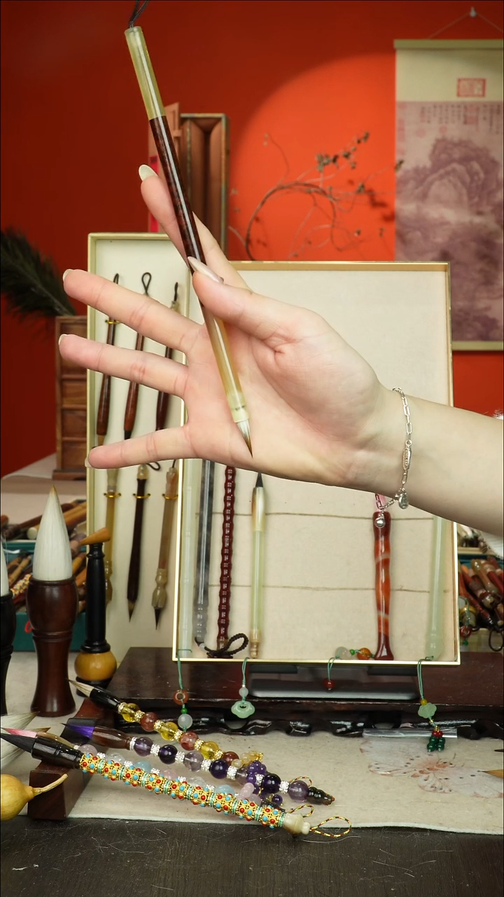 46号闪孤品高货毛笔链接 清水试笔 蘸墨不退