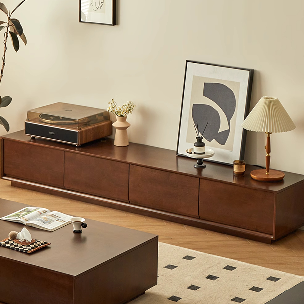 云云佳美落地实木电视柜客厅矮抽屉柜极简原木风储物柜