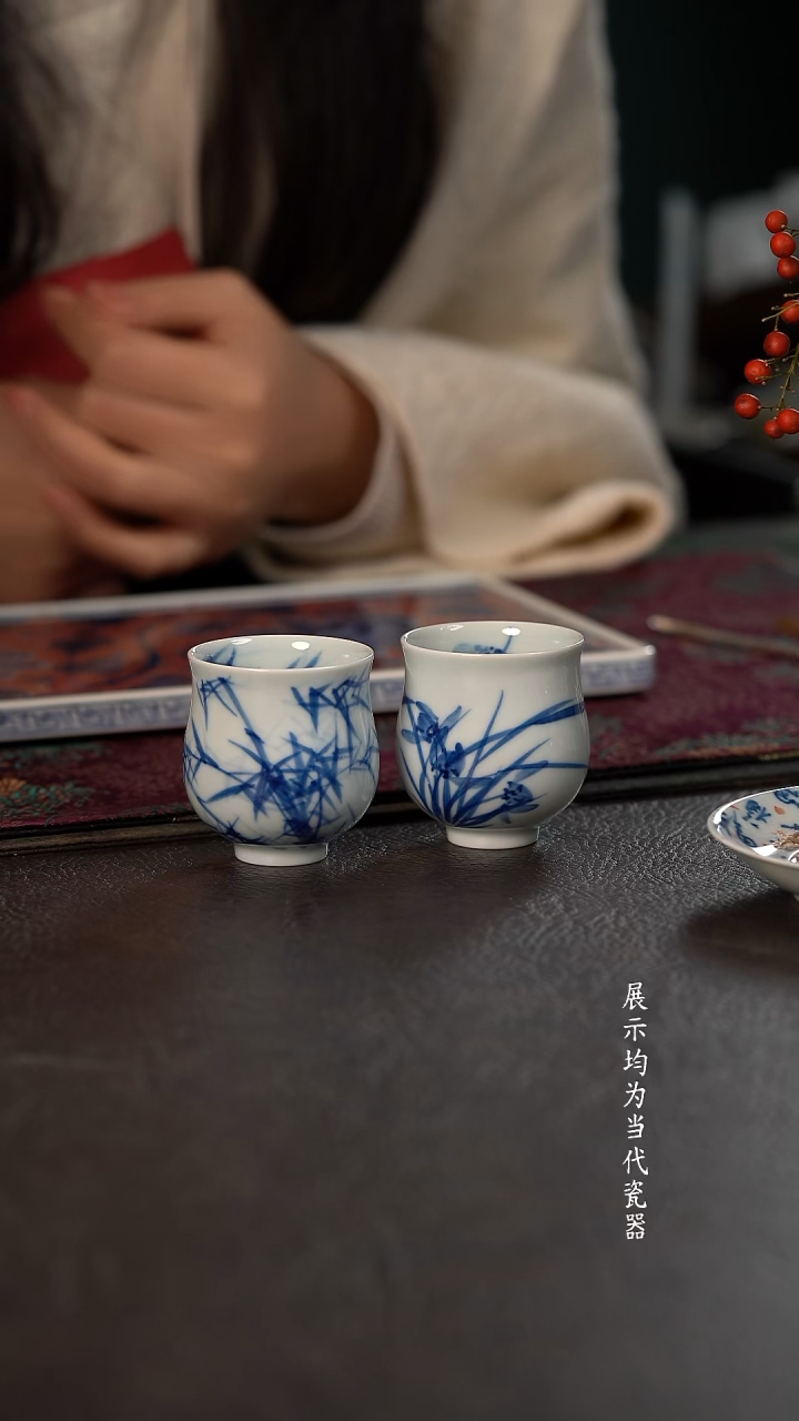 厚力煊幽兰加清风竹 中号玉兰杯  两只 