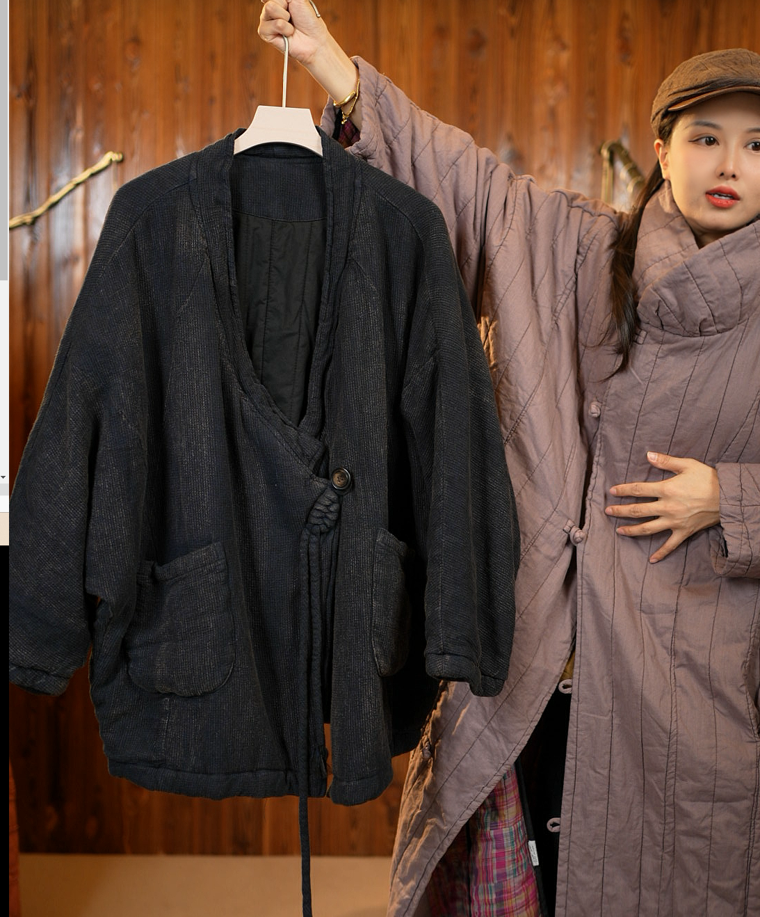 山木间纯亚麻加厚短款盘扣棉服QXX25AW13