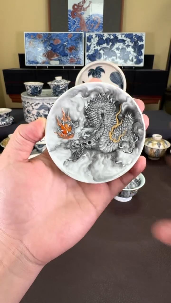 【闪购商品】无关风月墨龙纹盖置