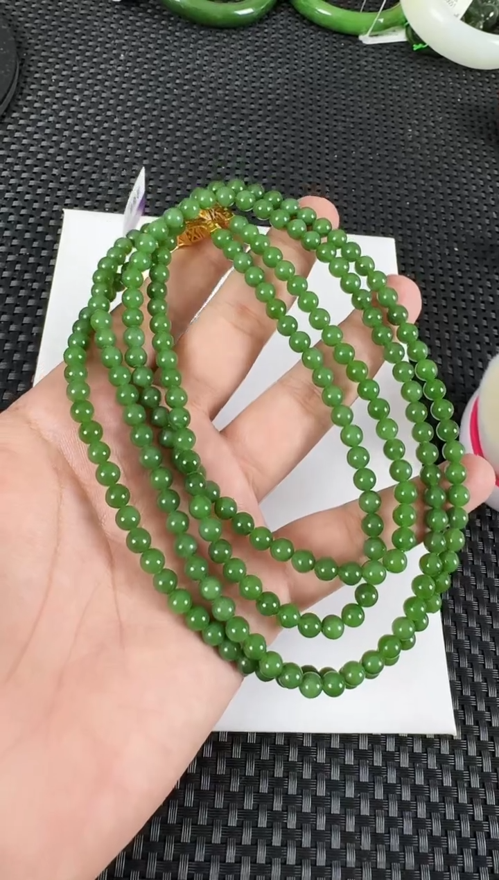 【闪购商品】和田玉（碧玉）项链未镶嵌约6MM108颗多样性发一