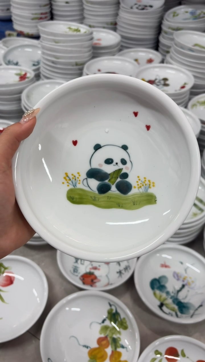 瓷片景德镇高温陶瓷食品级手绘釉中彩-小月亮盘