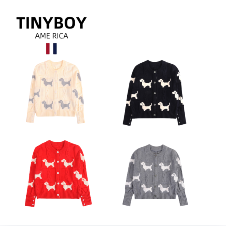 TINYBOY狗狗图案开衫毛衣针织衫男女同款 秋冬设计师款f