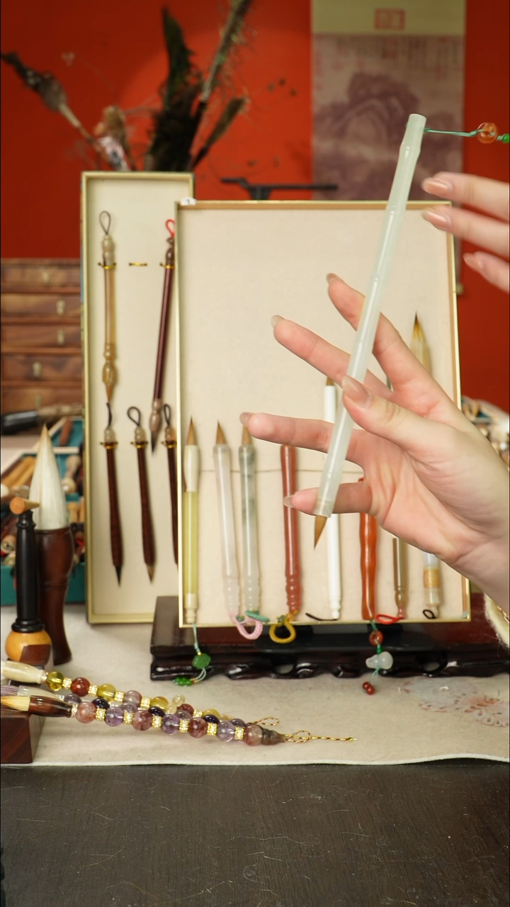 207号闪孤品高货毛笔链接 清水试笔 蘸墨不退