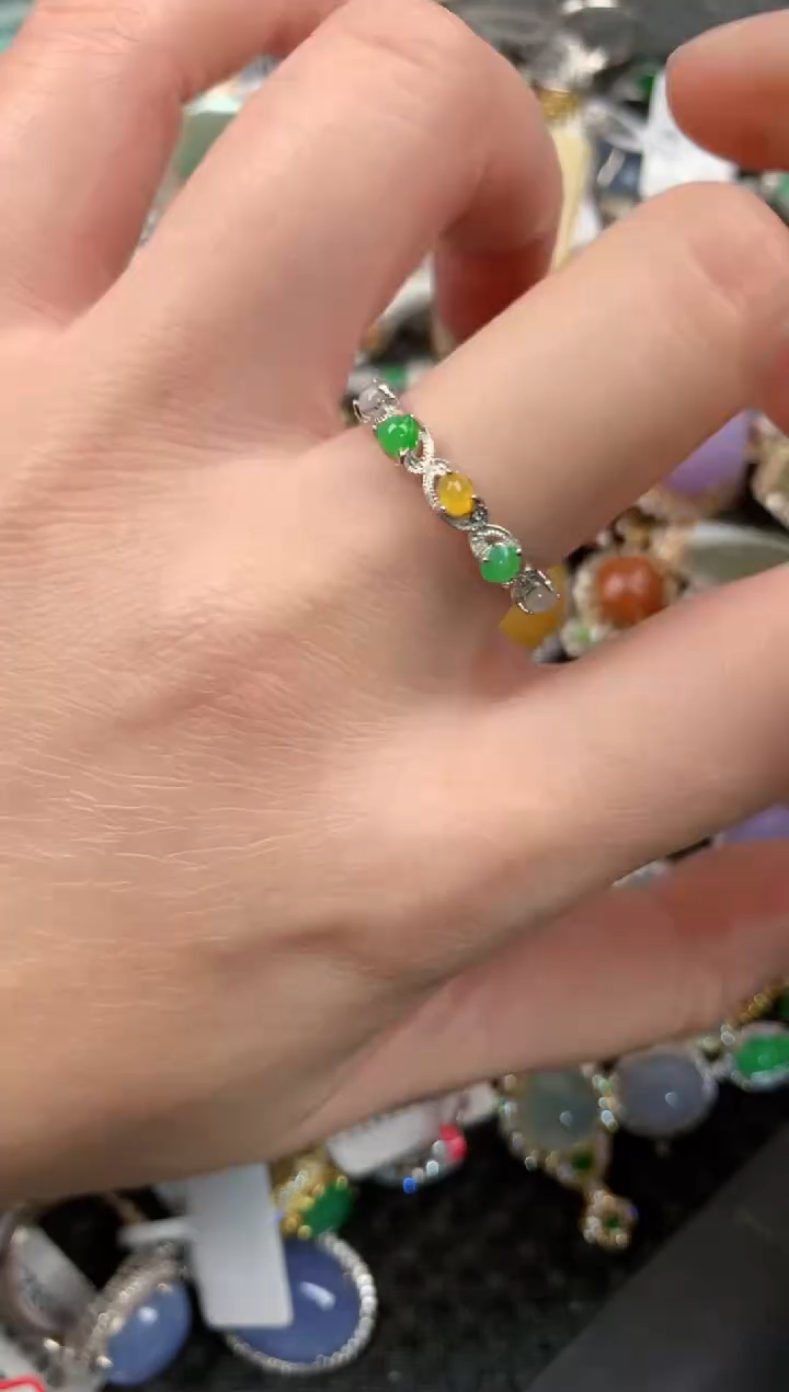 银S925镶嵌戒指翡翠10-10-10    4