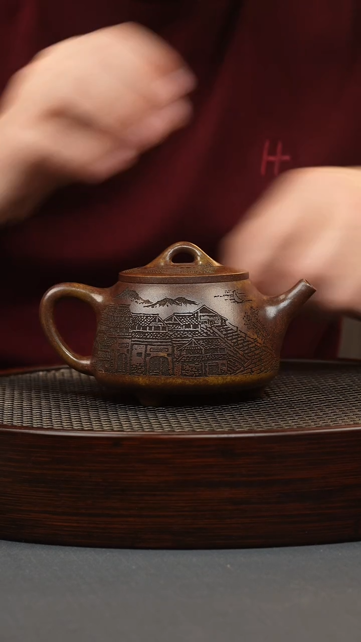 【闪购商品】紫砂茶壶龙骨金砂小高瓢阁楼