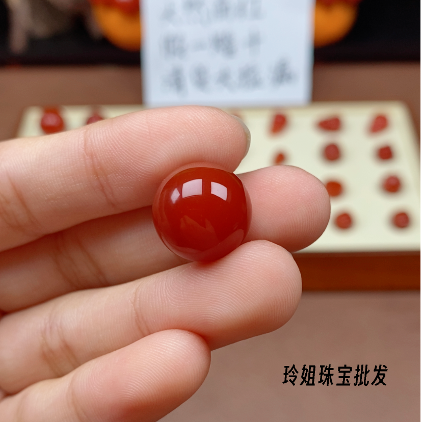 【玲姐珠宝】天然柿子红圆珠卡16单珠腰珠项链配件选购多样性发一