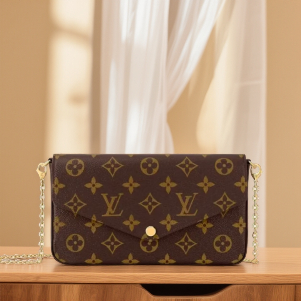 修复品LouisVuitton/路易威登 经典老花三合一单间斜挎包