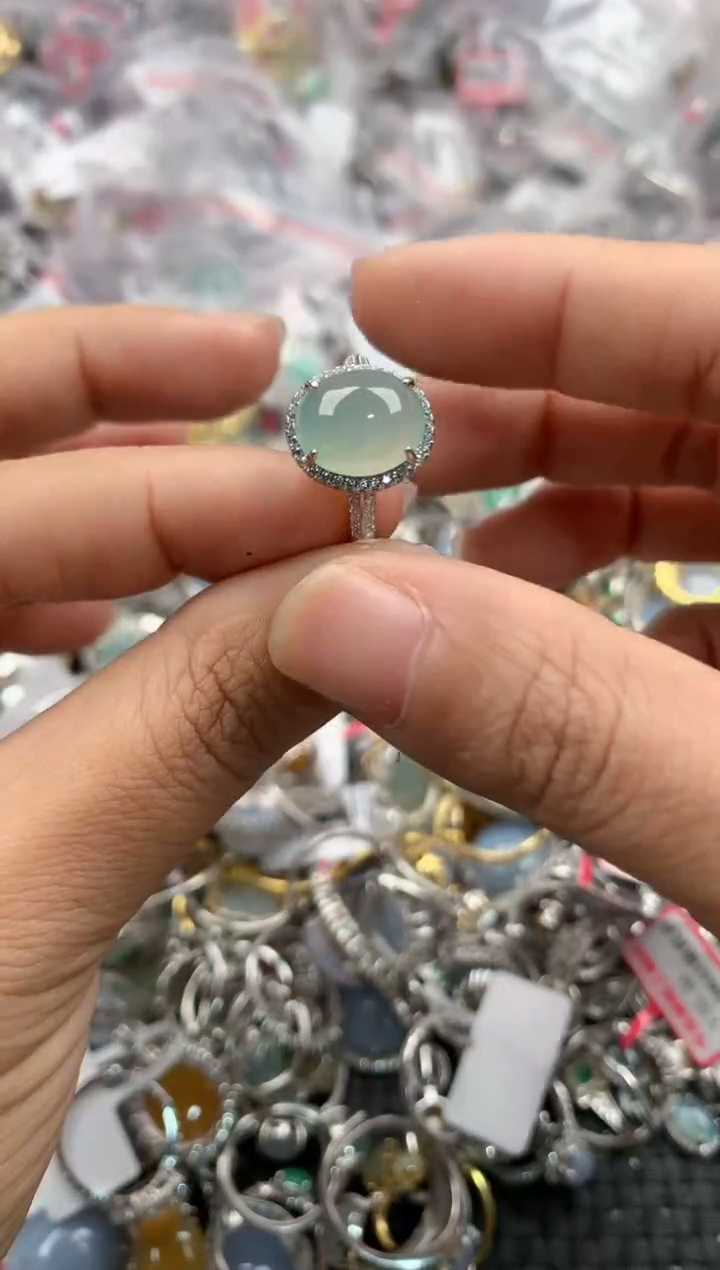 银S925镶嵌戒指翡翠111----9