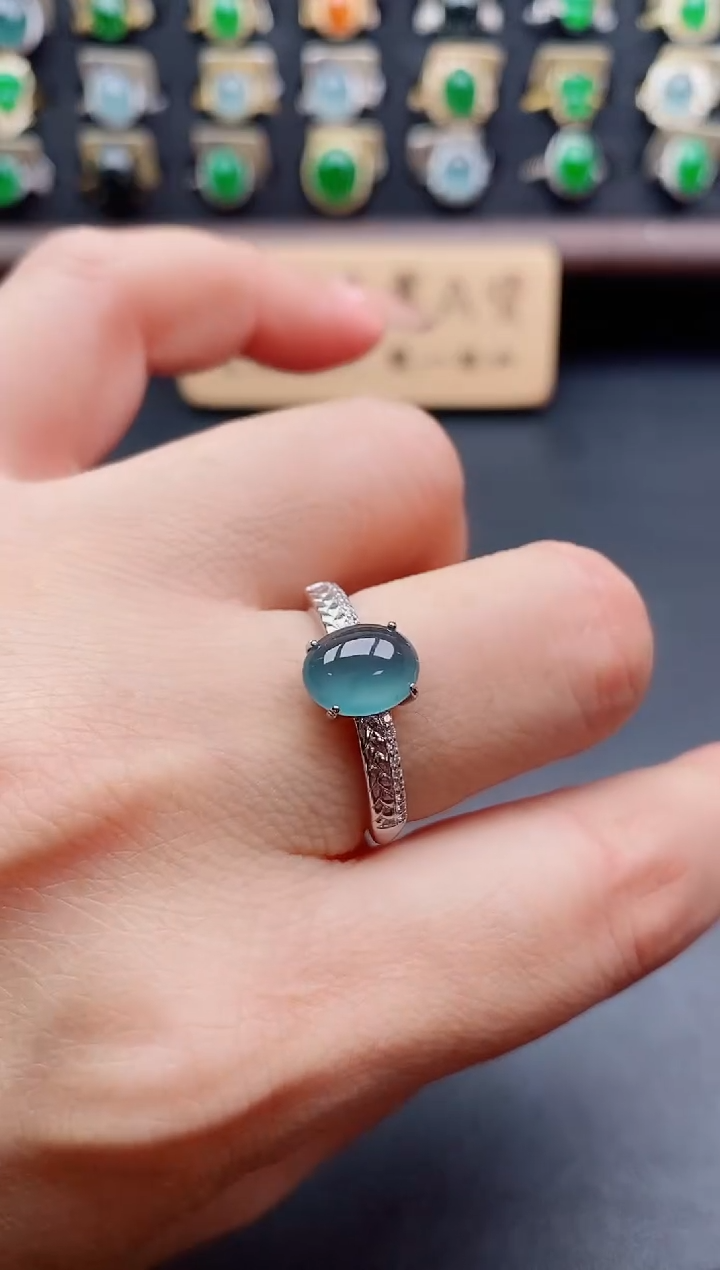 银S925镶嵌戒指翡翠1