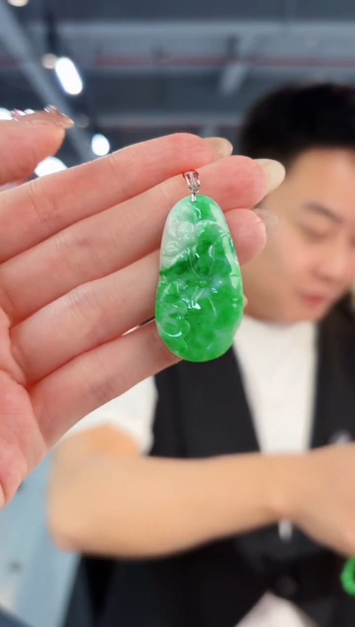 【闪购商品】翡翠颈饰18K金镶嵌缅料A货/支持复检/一件