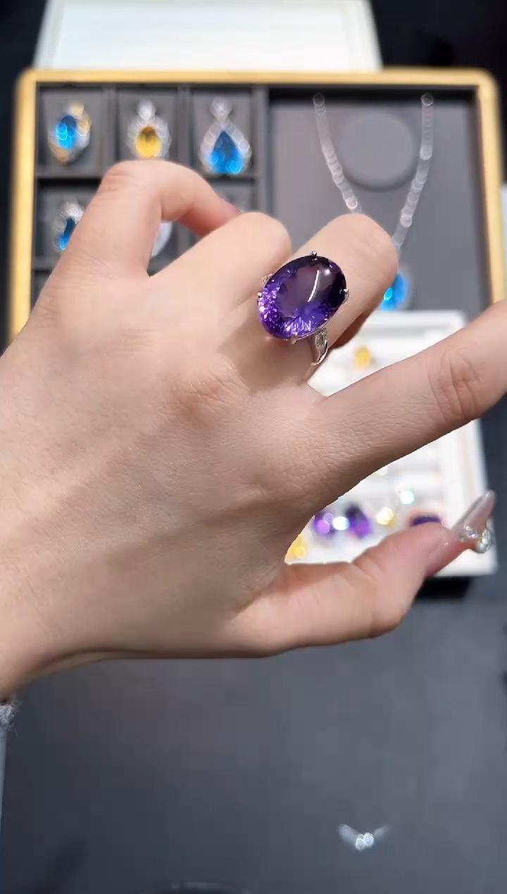 【闪购商品】紫晶戒指银S925镶嵌99E多样性发其一/1个