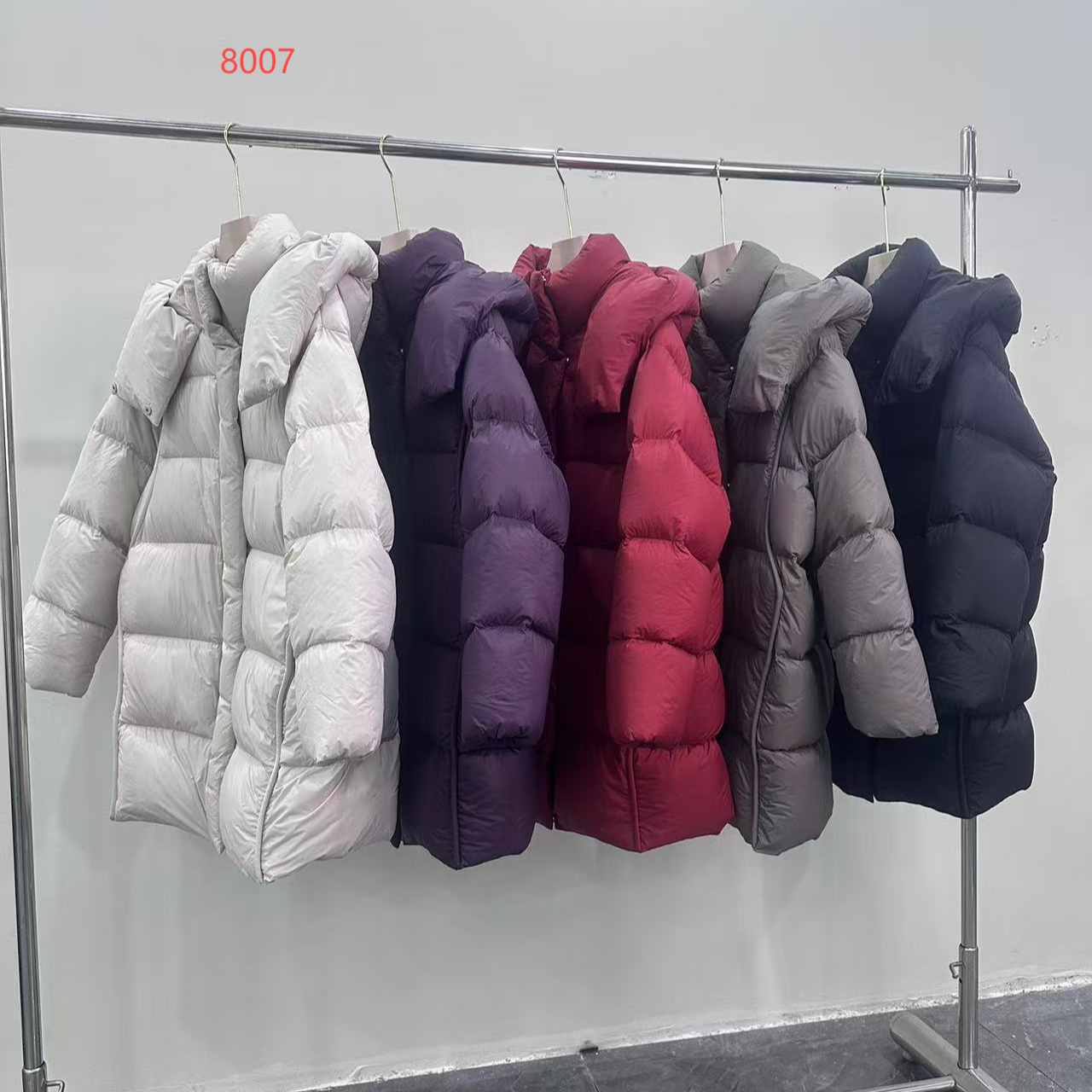零下-30°极寒泡芙95白鹅绒女百搭连帽中长款 8007