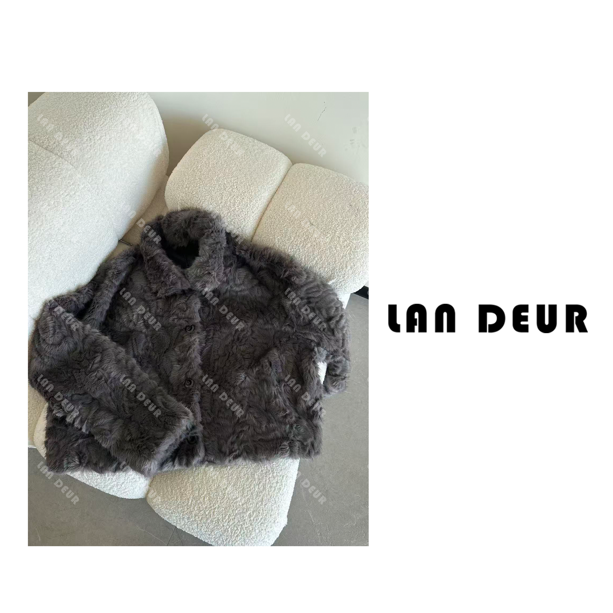 人造皮草 JIUJIU【落叶长街】通勤时尚百搭简约宽松圆领保暖毛毛