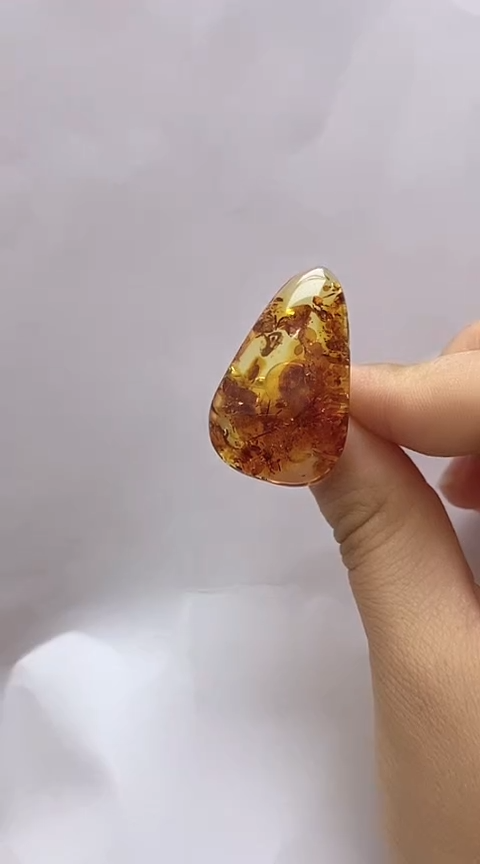 【闪购商品】琥珀裸石银S925镶嵌花珀戒指