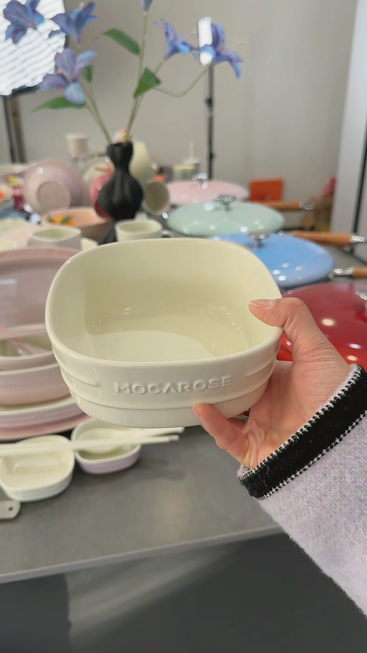 【闪购商品】瓷6英寸方形大碗-奶油白