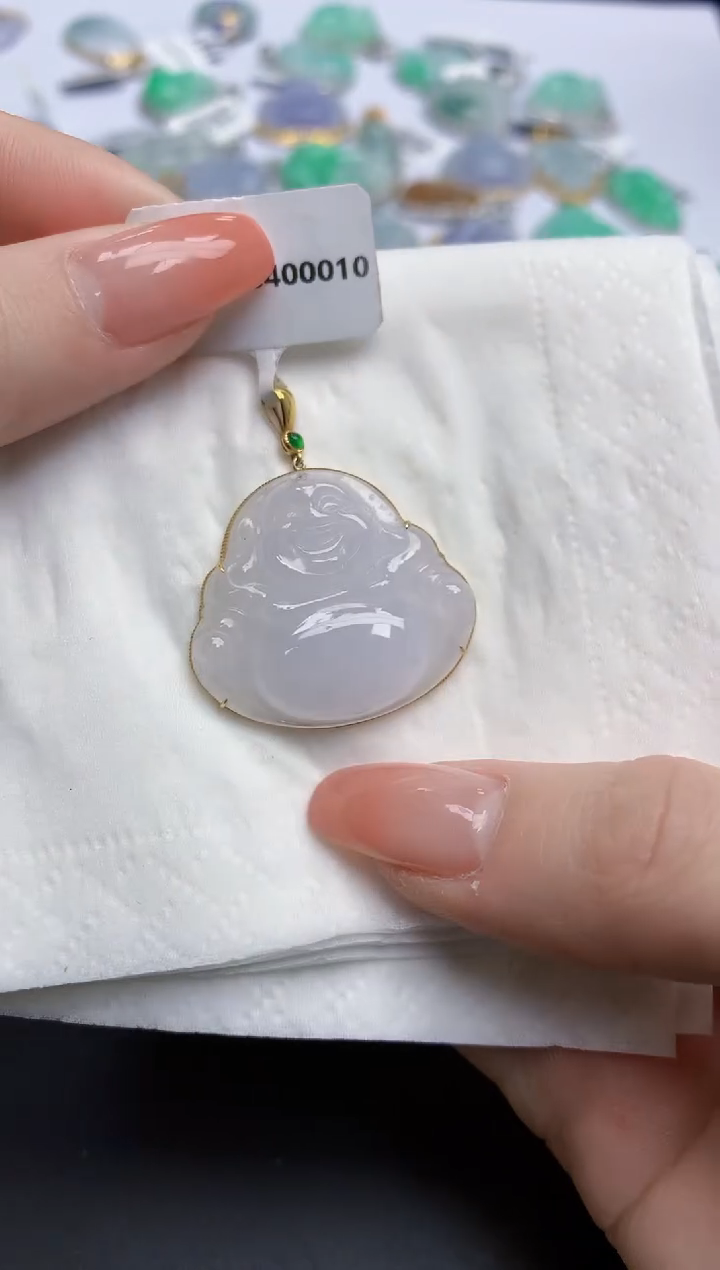 【闪购商品】翡翠颈饰18K金镶嵌天然缅甸翡翠A货