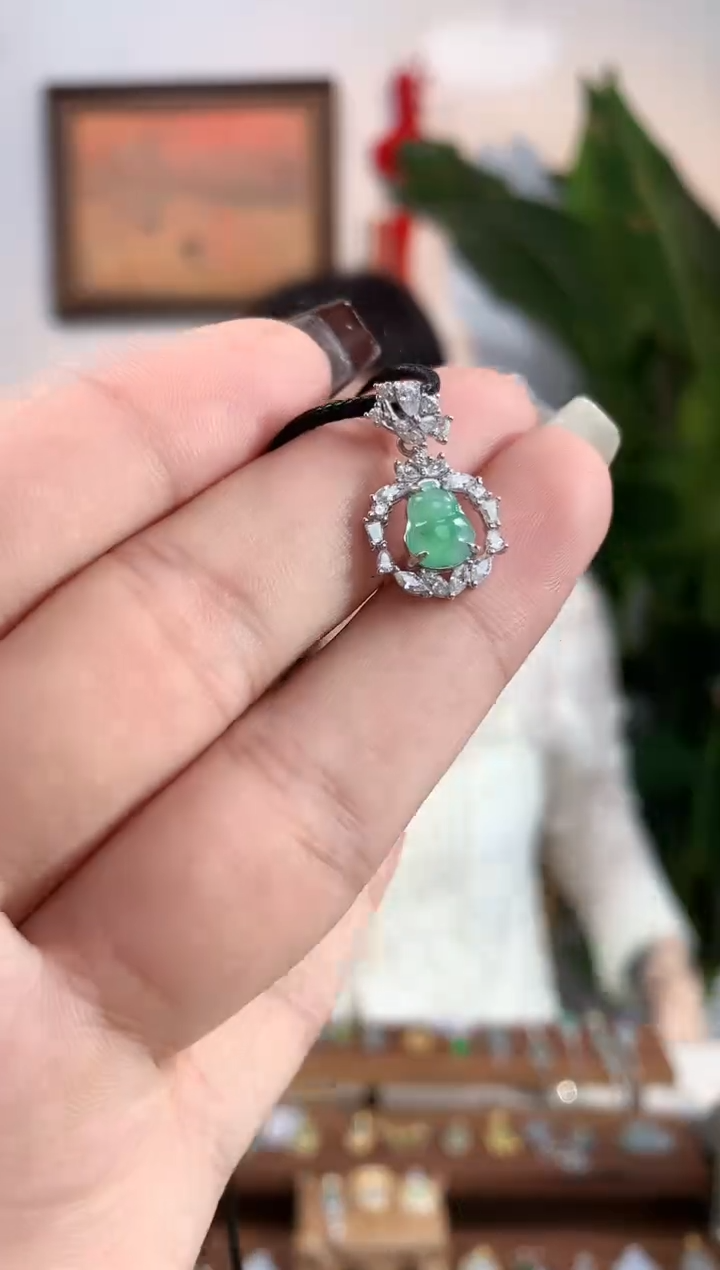 【闪购商品】翡翠银S925镶嵌吊坠(不含链)吊坠