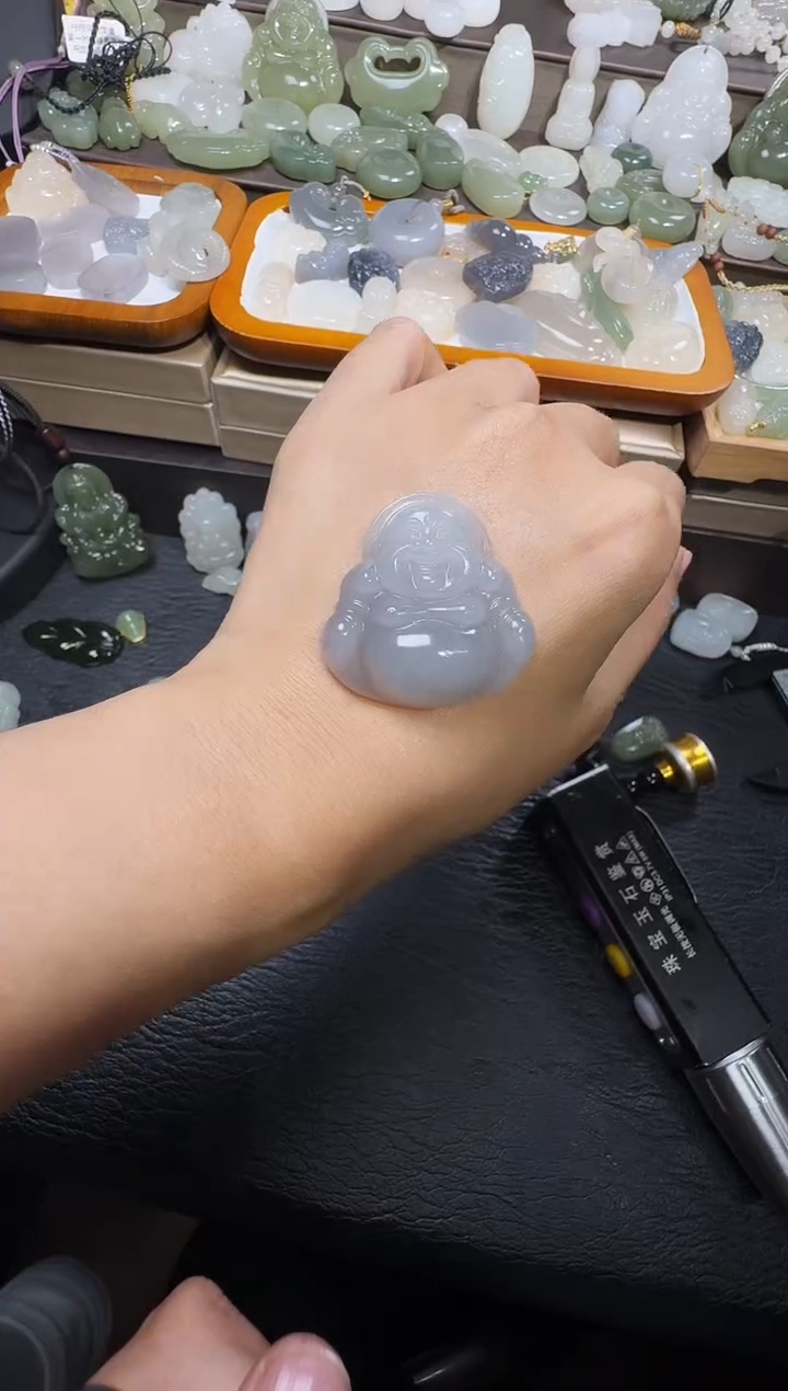 颈饰未镶嵌和田玉陶*35烟紫佛公