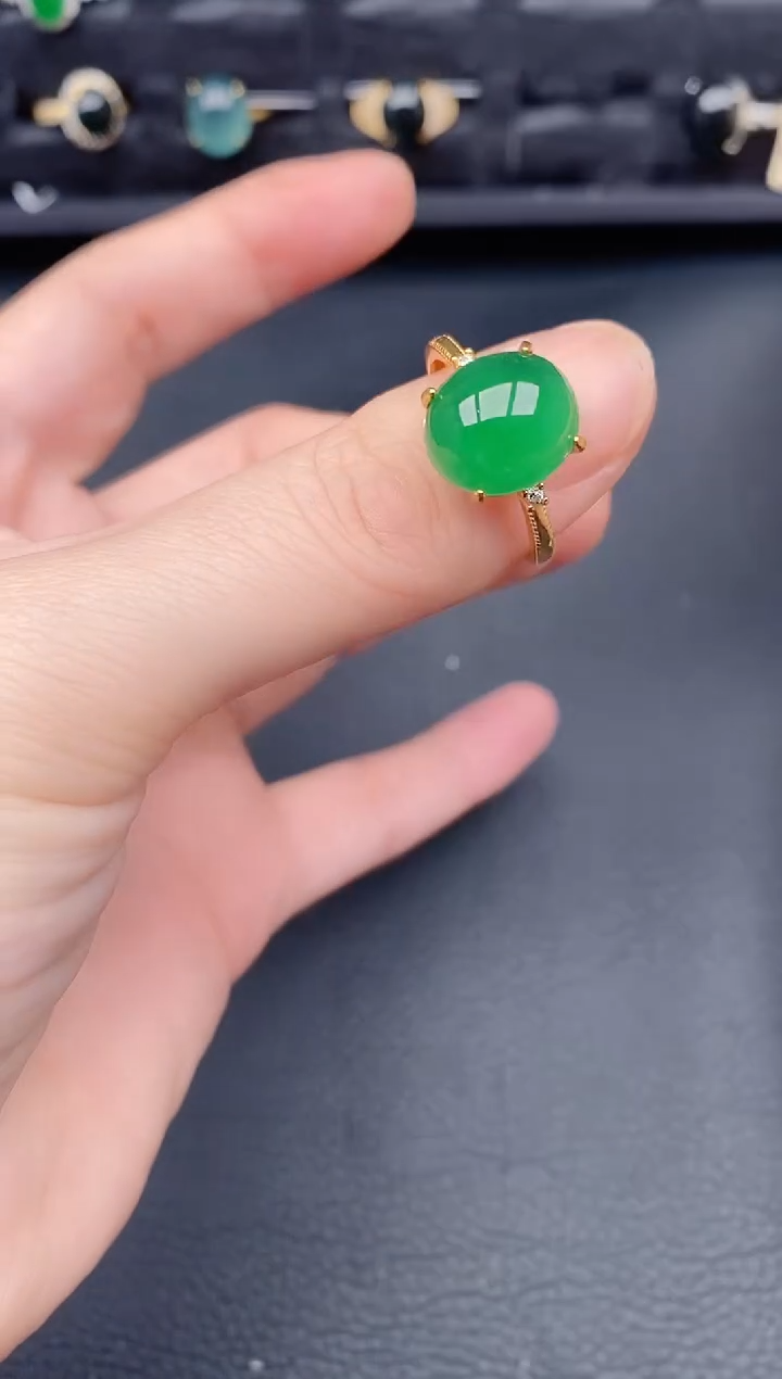 银S925镶嵌戒指翡翠天然a货翡翠181