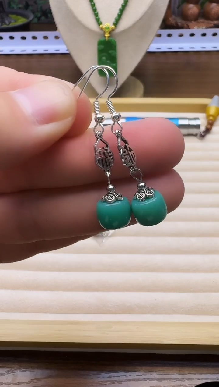 银S925镶嵌耳饰玛瑙/玉髓E104      