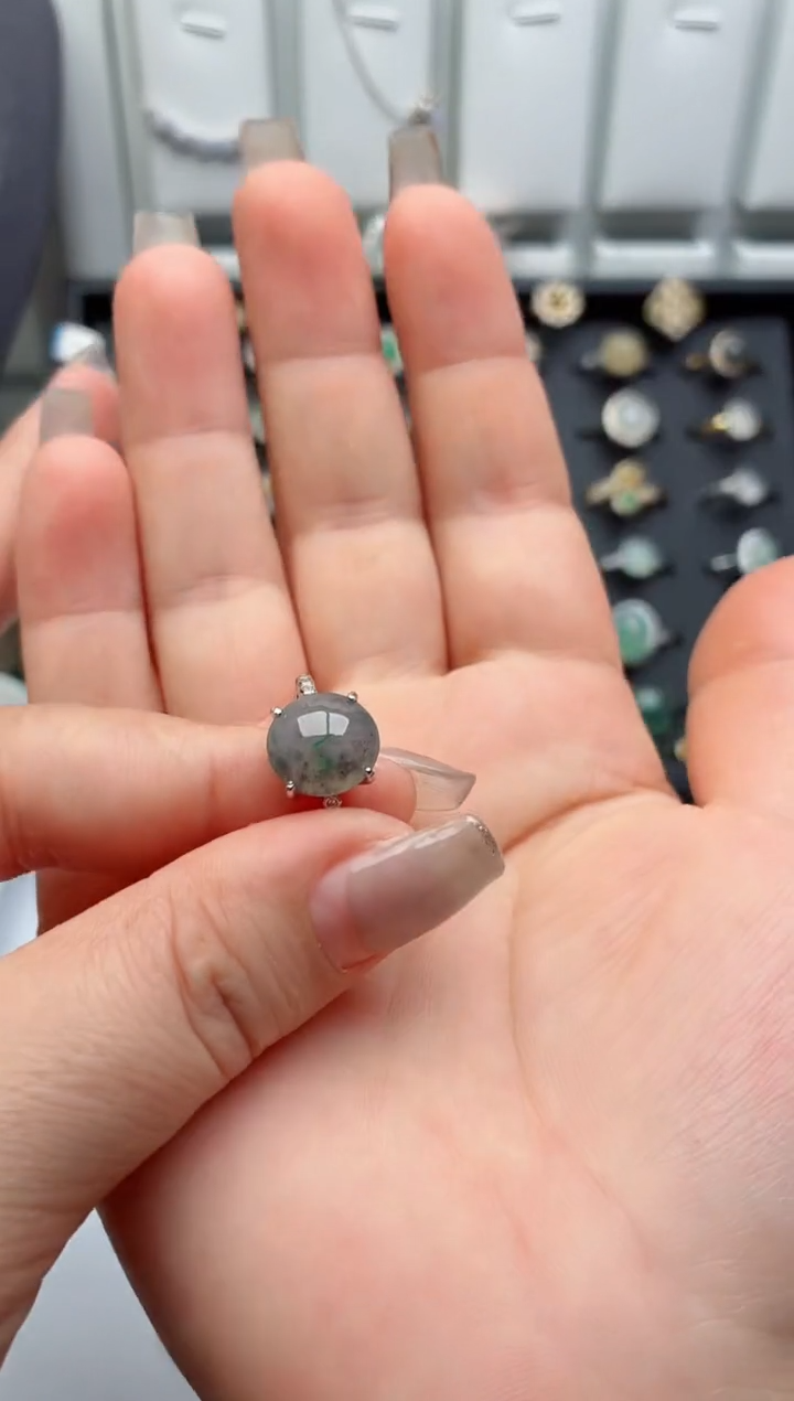 银S925镶嵌戒指翡翠.