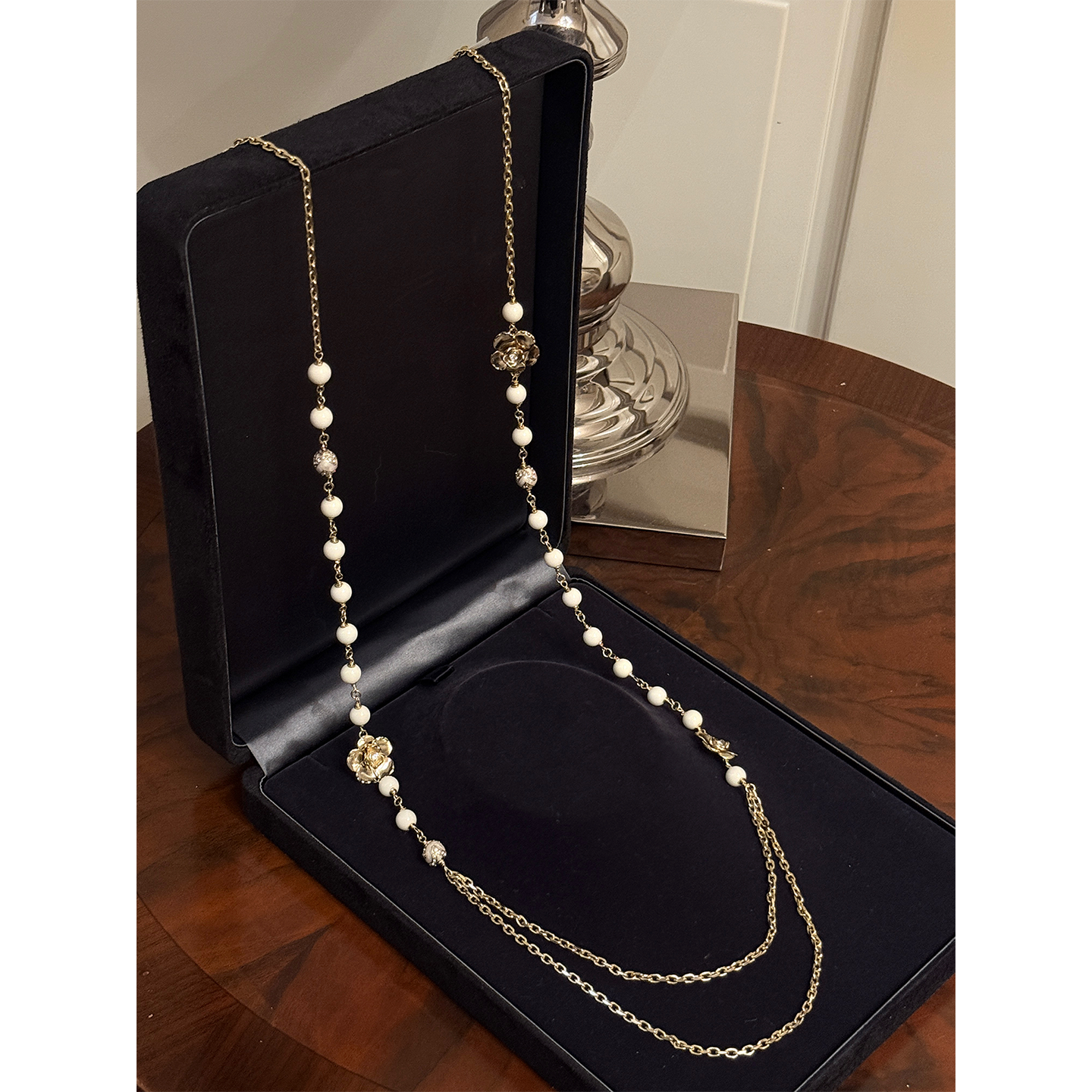 铜锆石项链 FBB limit 中古做旧山茶花锆石微镶串珠项链 D252505S