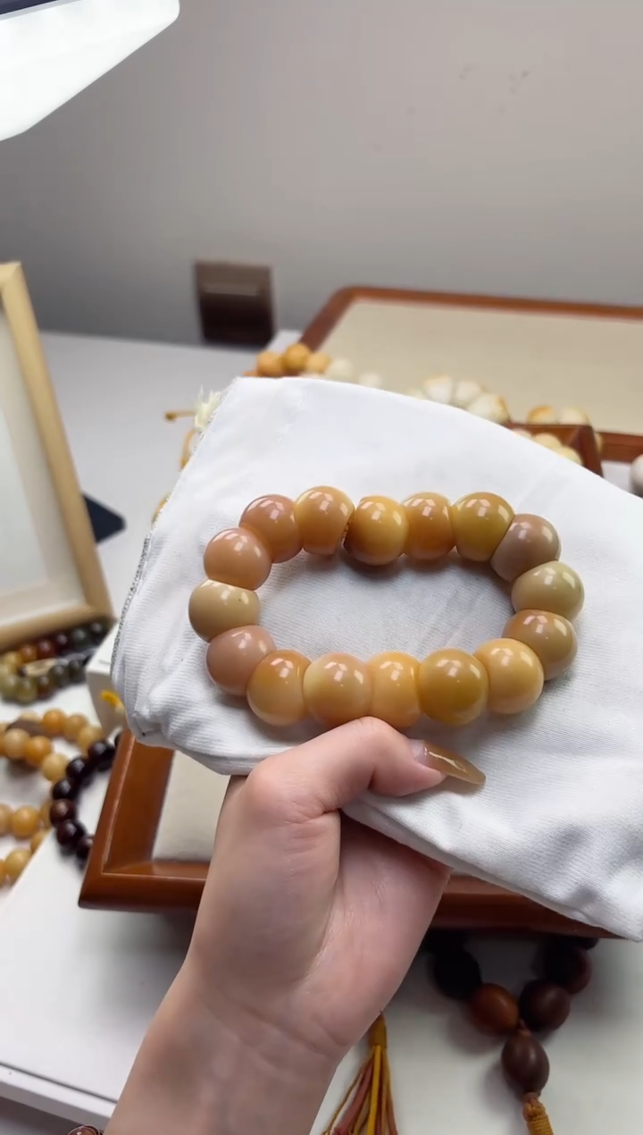 手串菩提根/象牙果M**o沐r34紫美人玉化蒜瓣肠20+mm手串瑕疵不补